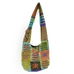 NWT Vintage 2000s Patchwork Boho Hippie Butterfly Cotton Sling Bag